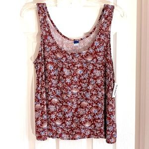 Old Navy Floral Scoop Neck Sleeveless‎ Tank Top Womens Small Burgundy Blue NWT